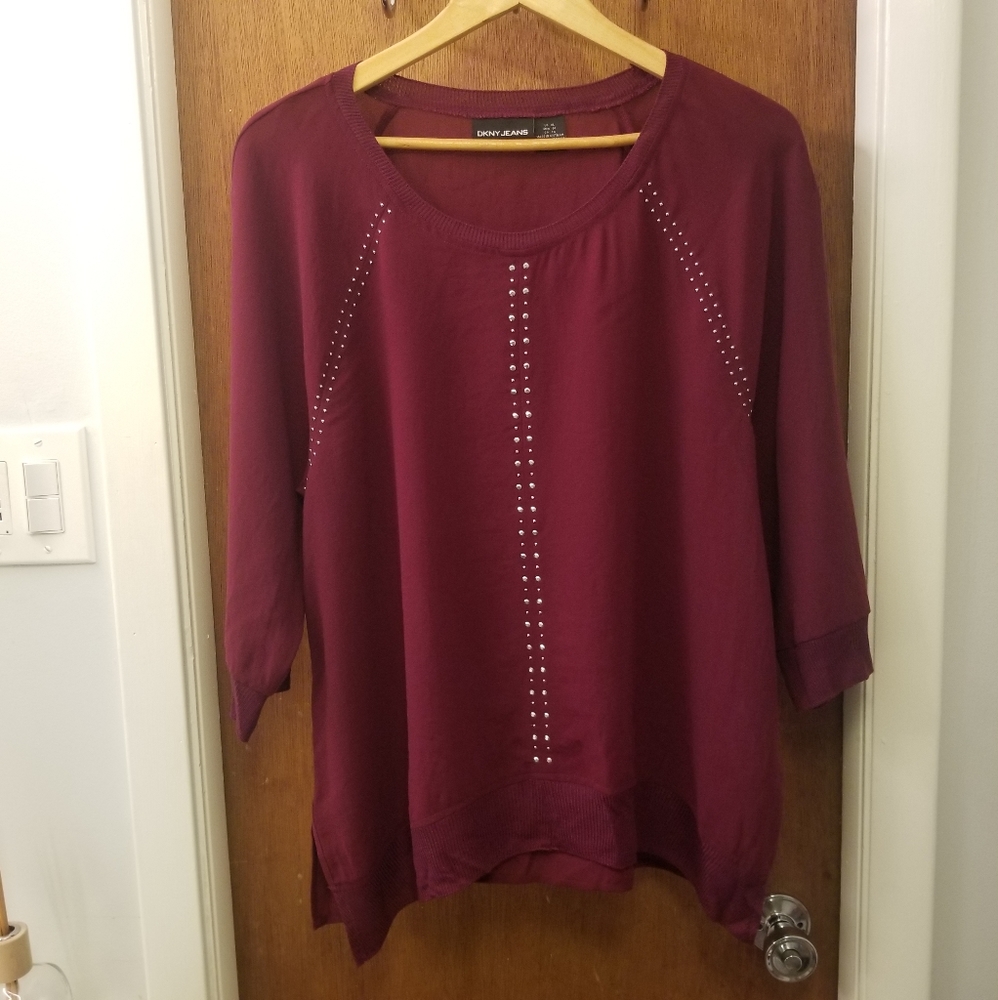 DKNY Sheer Wine Top